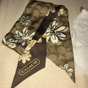 Coach Scarf Twilly Brown With Gold Metallic